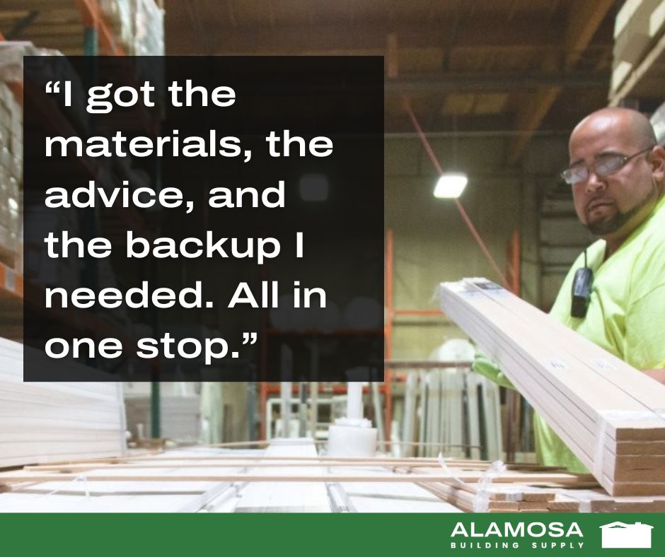 Jake Quote quote from a local contractor: "I got the materials, the advice, and the backkup I needed. All in one stop."