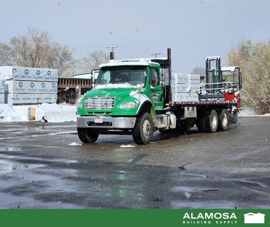 Alamosa Building Supply delivery truck being loaded up