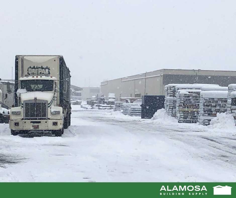 Snowy weather at Alamosa Building Supply